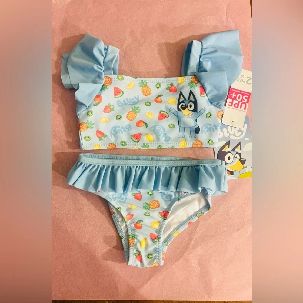 NEW…Dreamwave Toddlers’ Bluey Two-Piece Ruffle Swim Set